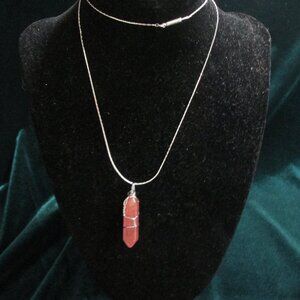 Rose Quartz Necklace 23" Stainless Steel